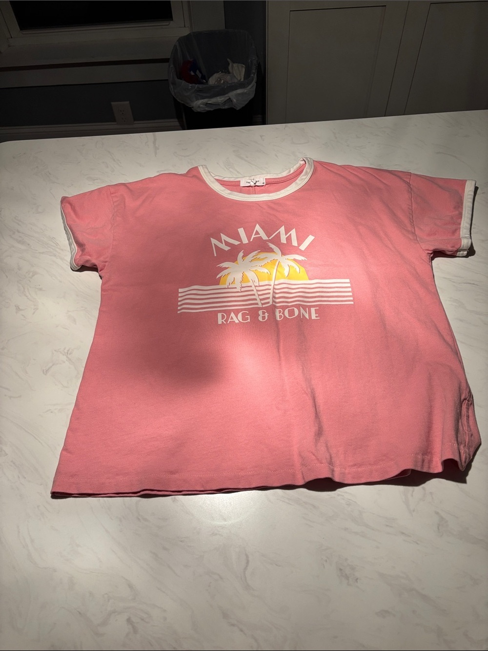 rag & bone Pink Miami Graphic Tee with White Trim